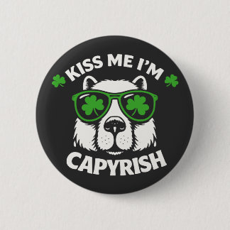 Kiss Me I'm Capyrish St. Patrick's Day Capybara 缶バッジ