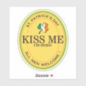 Kiss me I'm Irish - all men welcome! シール (シート)