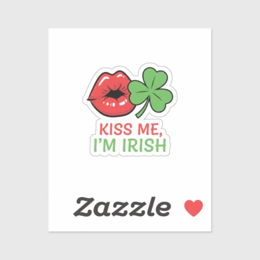 Kiss Me I'm Irish Flirty Lips Shamrock St Patrick シール (シート)