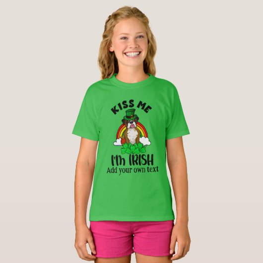 Kiss Me I'm Irish, Funny St. Patrick's Day Puppy Tシャツ (正面フル)