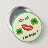 Kiss Me I'm Irish St. Patrick's Day Button 缶バッジ (正面&裏面)