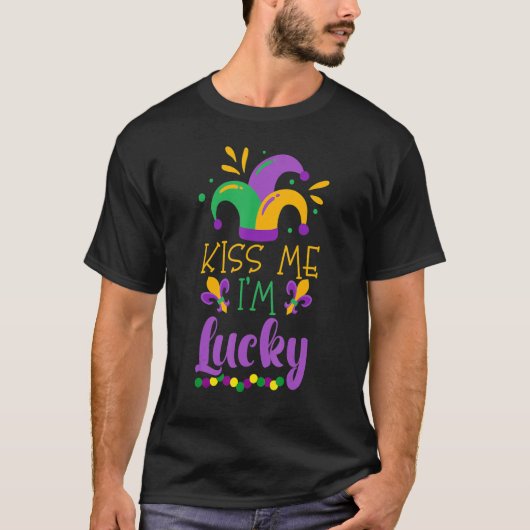 Kiss Me I'm Lucky Mardi Gras Parade Masquerade_1 Tシャツ (正面)
