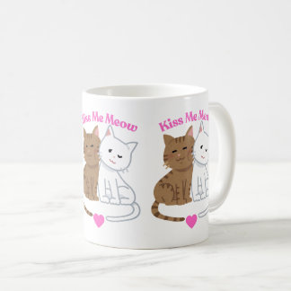 Kiss me Meow- Cute Cat Couple Design コーヒーマグカップ