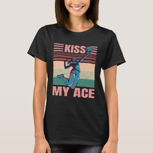 Kiss My Ace  Female Volleyball Player  Retro Tシャツ (正面)