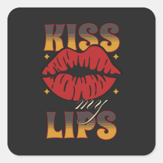 Kiss my Lips - funny shirt - Rock 'N' Roll Postcar スクエアシール