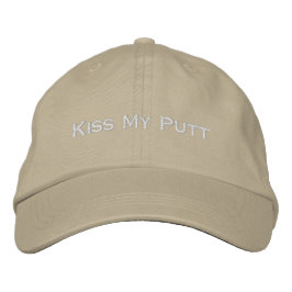 'Kiss My Putt' お茶目なパパゴルフスタイル 楽しいスポーツ 刺繍入りキャップ