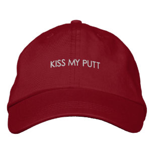 「Kiss My Putt」ゴルフスタイルに遊び心をプラスした面白いスポーツデザイン 刺繍入りキャップ