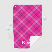 Kiss My Putt Funny Pink Plaid Dachshund Golf Towel ゴルフタオル (インサイチュ)