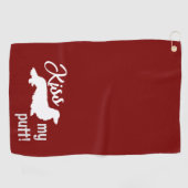 Kiss My Putt Long Hair Dachshund Cheeky Golf Towel ゴルフタオル (横)