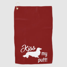 Kiss My Putt Long Hair Dachshund Cheeky Golf Towel ゴルフタオル