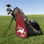 Kiss My Putt Long Hair Dachshund Cheeky Golf Towel ゴルフタオル (グリーン)