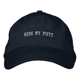 'Kiss My Putt' Playful Dad Golf Style Funny Sporty 刺繍入りキャップ