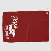 Kiss My Putt Red Wiener Dog Cheeky Golf Towel ゴルフタオル (横)