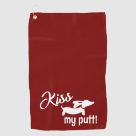 Kiss My Putt Red Wiener Dog Cheeky Golf Towel ゴルフタオル