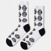 Kiss Pattern Crew Socks –  Lips Design for Women ソックス (左)