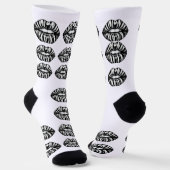 Kiss Pattern Crew Socks –  Lips Design for Women ソックス (傾斜あり)