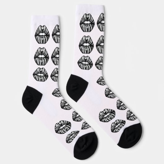 Kiss Pattern Crew Socks –  Lips Design for Women ソックス (右)