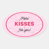 Kiss Pink Red Lips Romantic Love. 楕円形シール (正面)