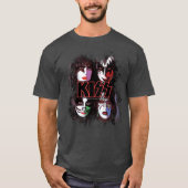 KISS the Band All Members Faces brush effect Tシャツ (正面)