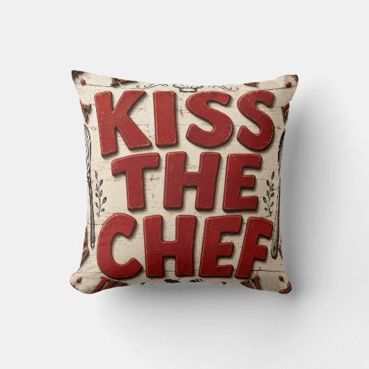 Kiss the Chef Rustic Farmhouse Kitchen クッション (正面)