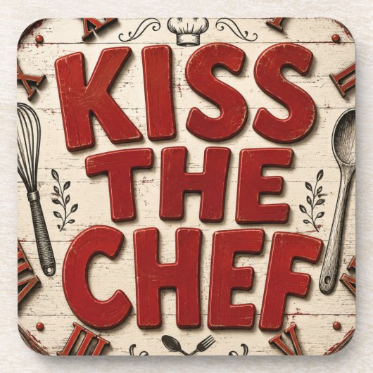 Kiss the Chef Rustic Farmhouse Kitchen コースター (正面)