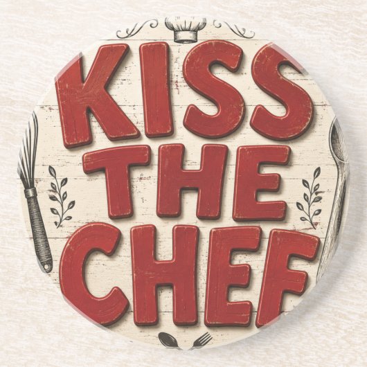 Kiss the Chef Rustic Farmhouse Kitchen コースター (正面)