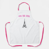 Kiss the cook Paris apron pink and black valentine エプロン (正面)