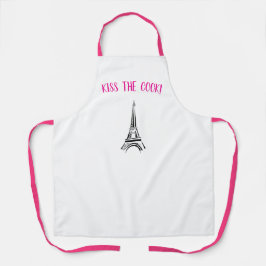 Kiss the cook Paris apron pink and black valentine エプロン