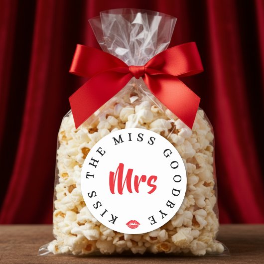 Kiss the Miss Goodbye Mrs Bachelorette Party ラウンドシール