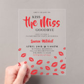Kiss the Miss Goodbye Red Lip Bachelorette Party アクリル招待状 (インサイチュ (ポータブル))