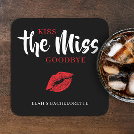 Kiss the Miss Goodbye Red Lip Bachelorette Party スクエアペーパーコースター
