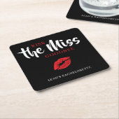 Kiss the Miss Goodbye Red Lip Bachelorette Party スクエアペーパーコースター (アングル)