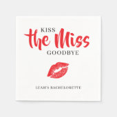 Kiss the Miss Goodbye Red Lip Bachelorette Party スタンダードカクテルナプキン (正面)