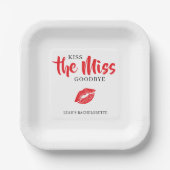 Kiss the Miss Goodbye Red Lip Bachelorette Party ペーパープレート (正面)