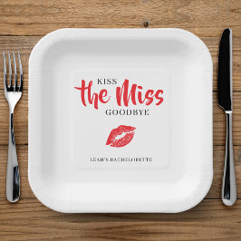 Kiss the Miss Goodbye Red Lip Bachelorette Party ペーパープレート