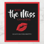 Kiss the Miss Goodbye Red Lip Bachelorette Party ワインラベル (シングルラベル)