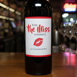 Kiss the Miss Goodbye Red Lip Bachelorette Party ワインラベル
