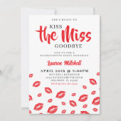 Kiss the Miss Goodbye Red Lip Bachelorette Party 招待状 (正面)