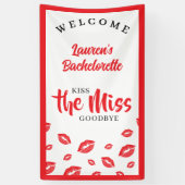 Kiss the Miss Goodbye Red Lip Bachelorette Party 横断幕 (縦)