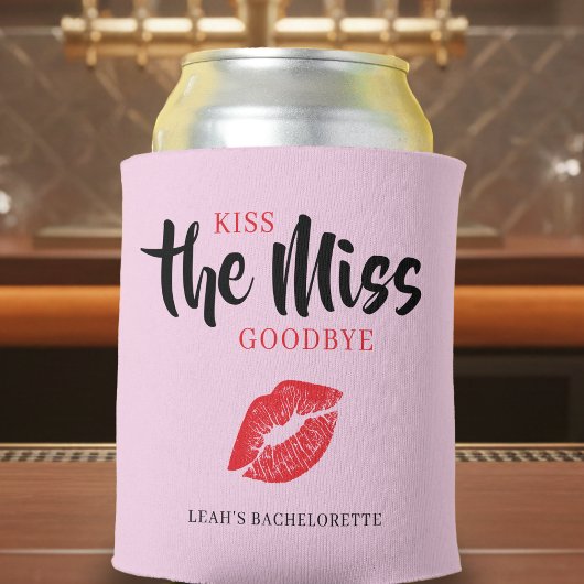 Kiss the Miss Goodbye Red Lip Bachelorette Party 缶クーラー