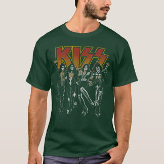 KISS Unise Adult Black Cartoon retro Tシャツ