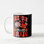 Kiss Your Brain Women Valentine's Day Retro School コーヒーマグカップ (左)