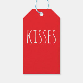 "Kisses" ボールド ロマンティック 赤 白 バレンタインデー ギフトタグ