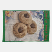 Kisses Cookie Hand Towel on Green キッチンタオル (横)
