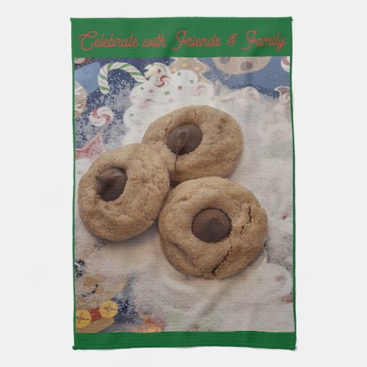Kisses Cookie Hand Towel on Green キッチンタオル (縦)