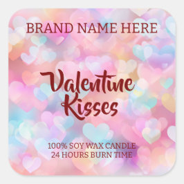 Kisses & Hearts Modern Valentine Candle Labels スクエアシール