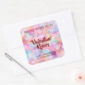 Kisses & Hearts Modern Valentine Candle Labels スクエアシール (封筒)