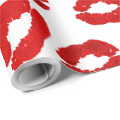kisses lips lipstick print valentines day pattern ラッピングペーパー (ロールコーナー)