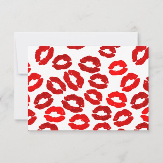 kisses lips lipstick print valentines day pattern 招待状 (正面)