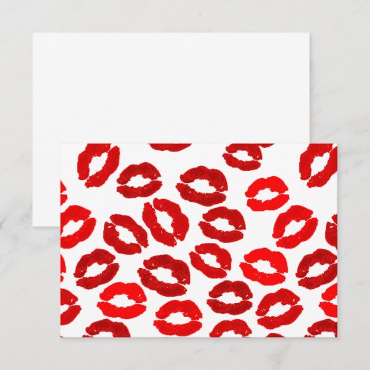 kisses lips lipstick print valentines day pattern 招待状 (正面/裏面)